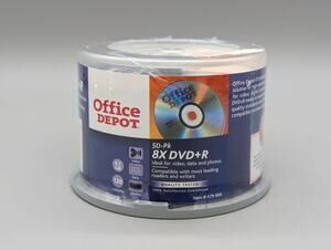 Office Depot 50 PK 8X DVD+R Video Data Photos 4.7 GB 120 Minutes Blank Sealed